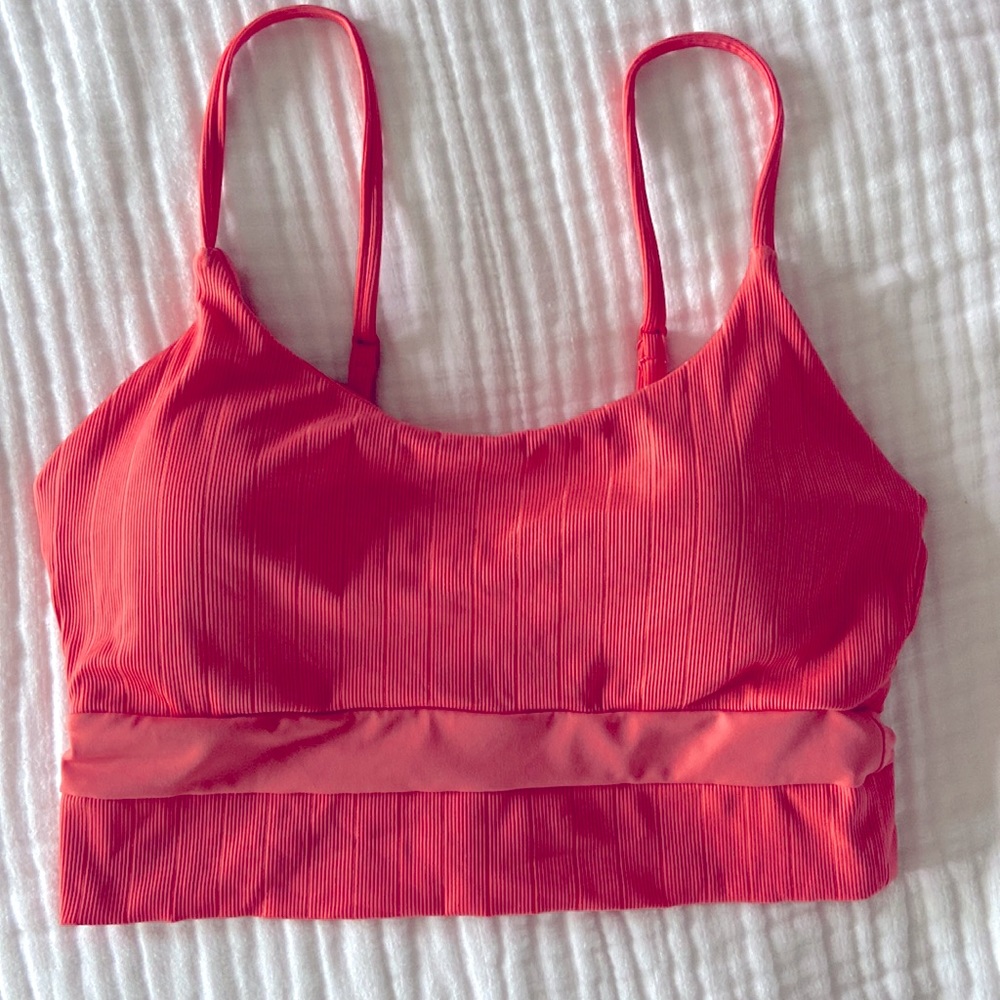 Senita Ribbed Phoenix Cropkini Bra in coral